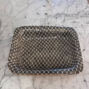 Terrafirma ceramics tidbit tray, strata pattern, charcoak grey. 8x9 1/2x2. New